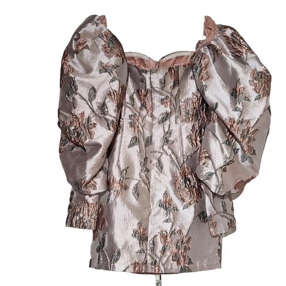 shein Gigot Oversized Sleeve Bustier Sweetheart Satin Dress Size: M - Picture 11 of 11